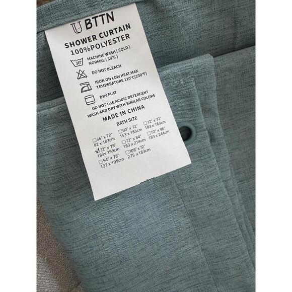 BTTN bath Blue Shower Curtain, 72"x78" Linen Texture - Picture 4 of 4
